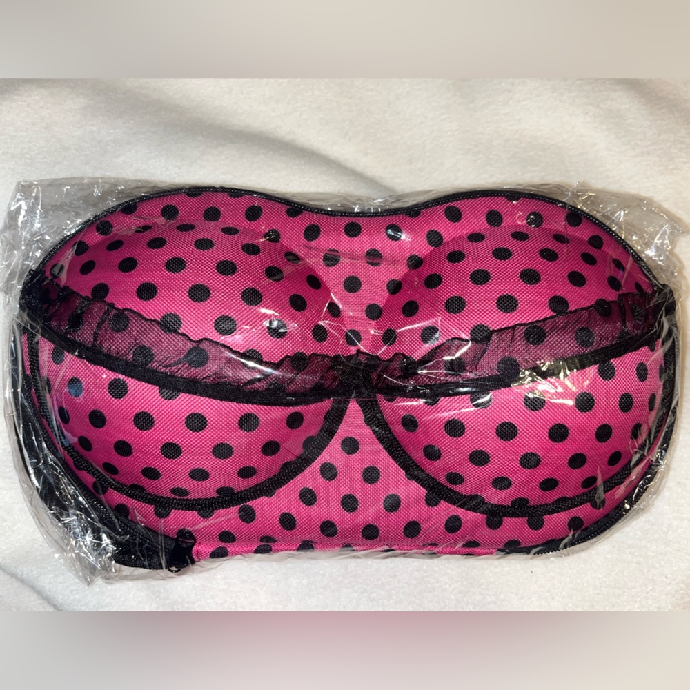 Bra/Lingerie Travel Case Hot Pink Polka Dots